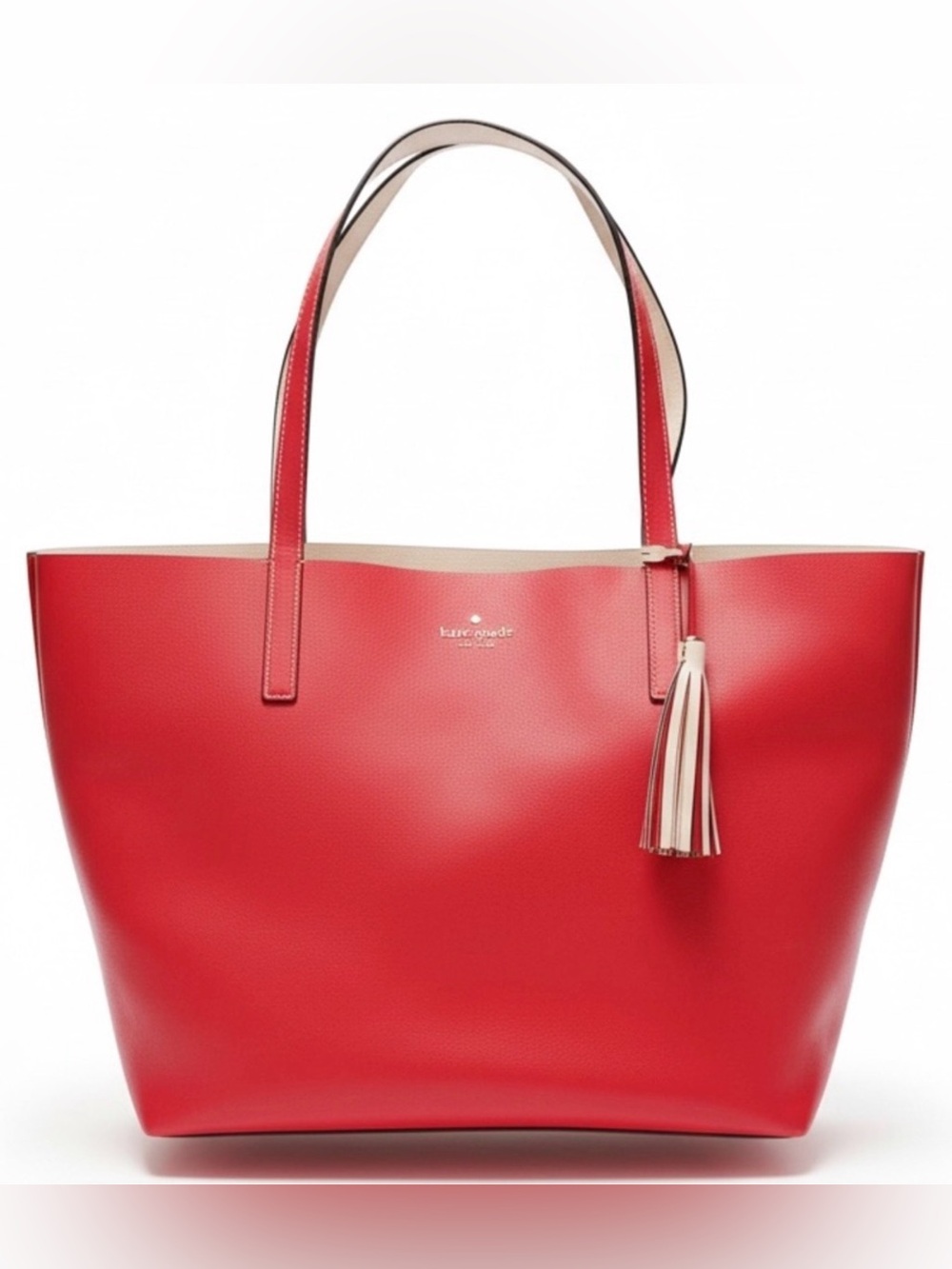 ♠️ kate spade Red Leather Tote with Contrast Tassel
